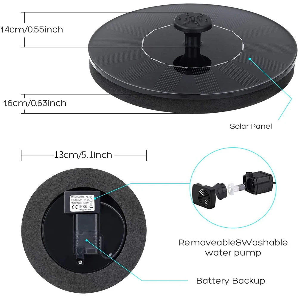 Solar Powered Floating Water Fountain