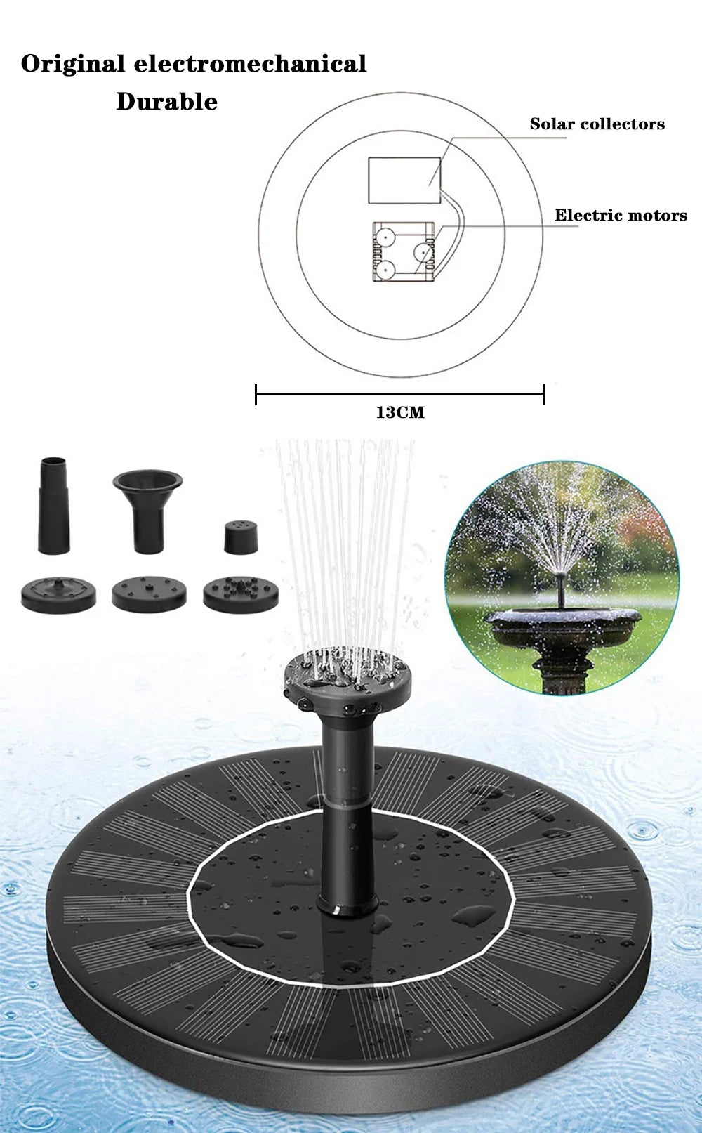 Solar Powered Floating Water Fountain