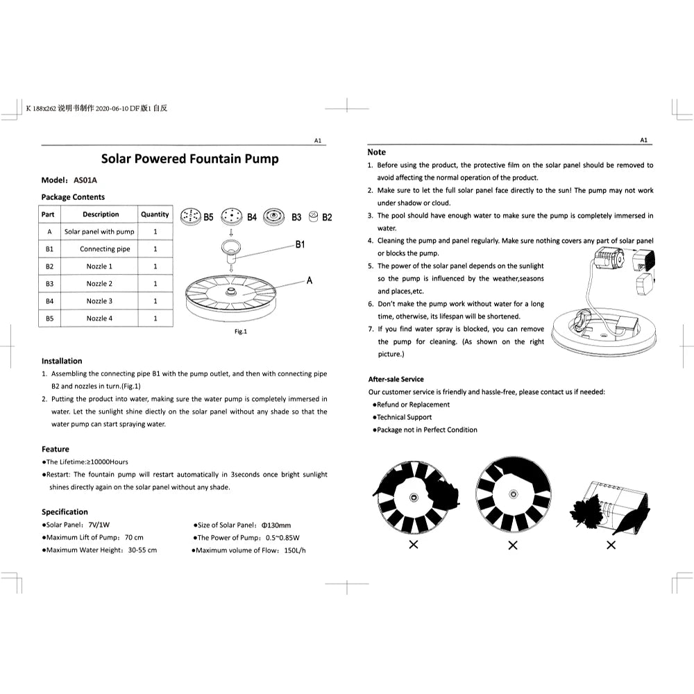 Solar Powered Floating Water Fountain
